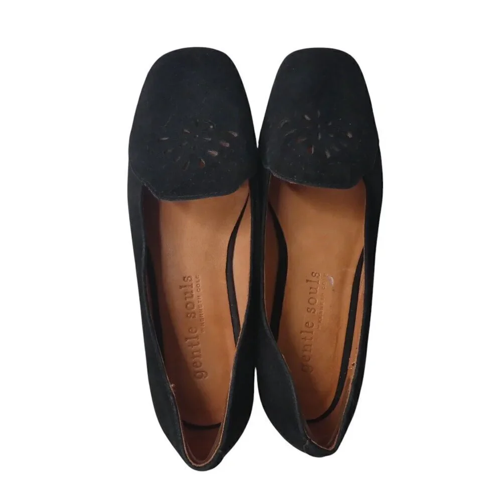 Gentle Souls Erica Black Leather Flats Loafers Womens 7